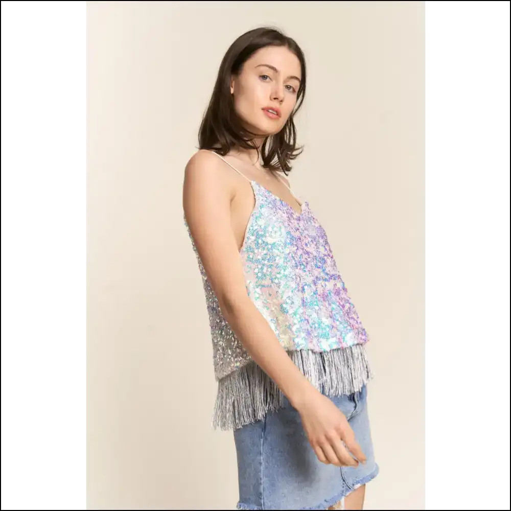 Sparkling Sequin Tassel Cami: Shine Bright Dance Like no One’s Watching! ?💃 - Tank Tops on Sale Worldwide Shipping