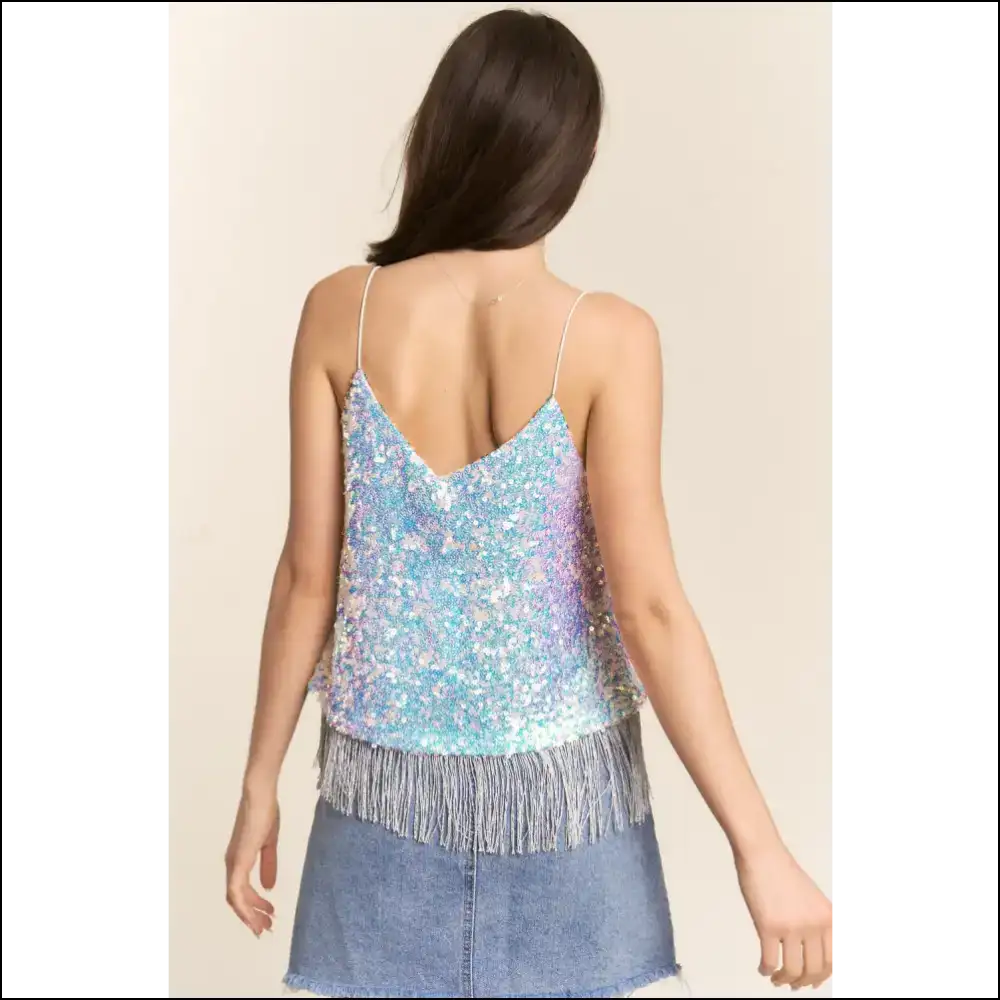 Sparkling Sequin Tassel Cami: Shine Bright Dance Like no One’s Watching! ?💃 - Tank Tops on Sale Worldwide Shipping