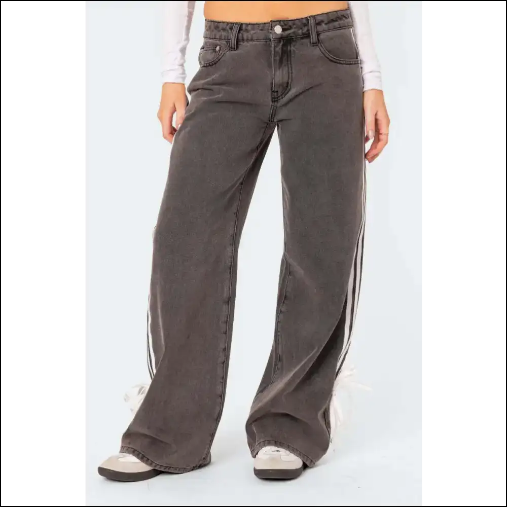 Step Into Fabulousness: Striped Wide Leg Jeans that Slay Darling! π - on Sale Worldwide Shipping