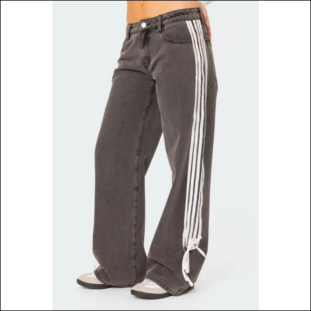 Step Into Fabulousness: Striped Wide Leg Jeans that Slay Darling! π - Dark / s - on Sale Worldwide Shipping