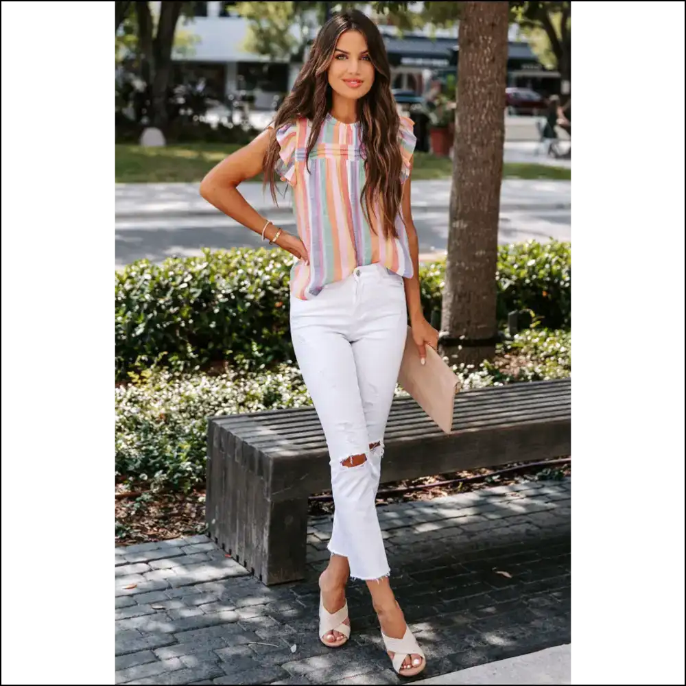 Stripes so Bright You’ll Need Shades (and a Margarita) 🍹 - Needful Things - Blouses on Sale Worldwide Shipping