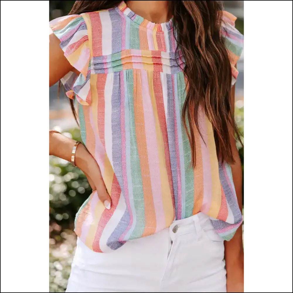 Stripes so Bright You’ll Need Shades (and a Margarita) 🍹 - Needful Things - Multicolor / s - Blouses on Sale Worldwide Shipping