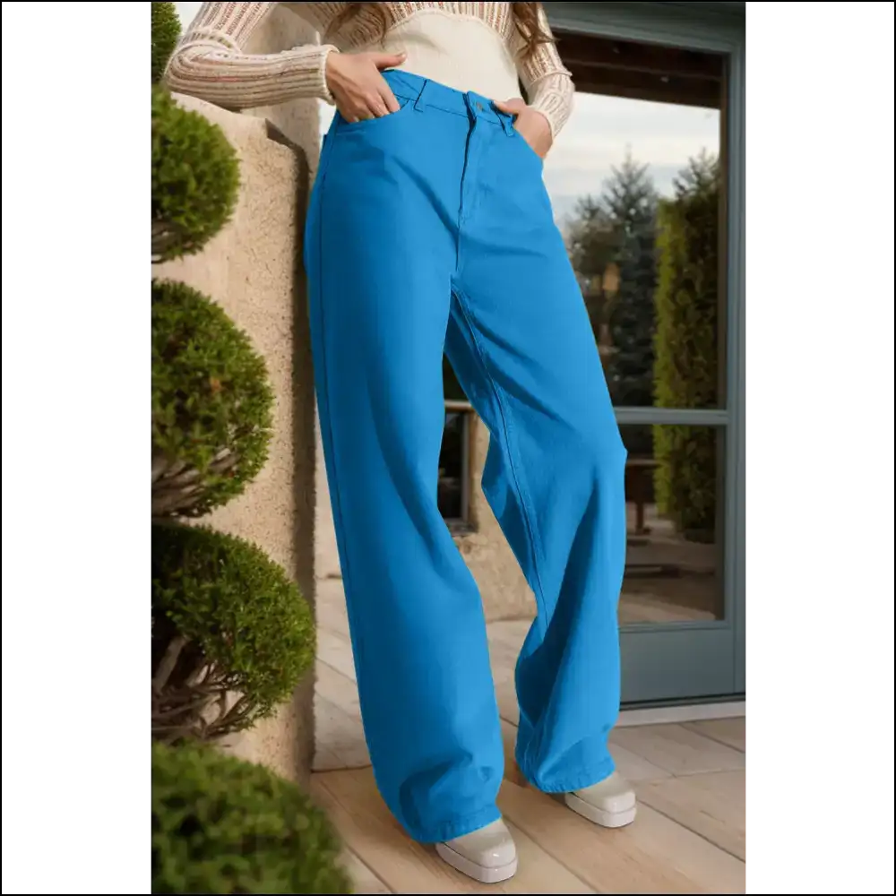Strut the Night Away in our Chic Wide Leg Jeans with Pockets πβ¨ - Blue / s - on Sale Worldwide Shipping