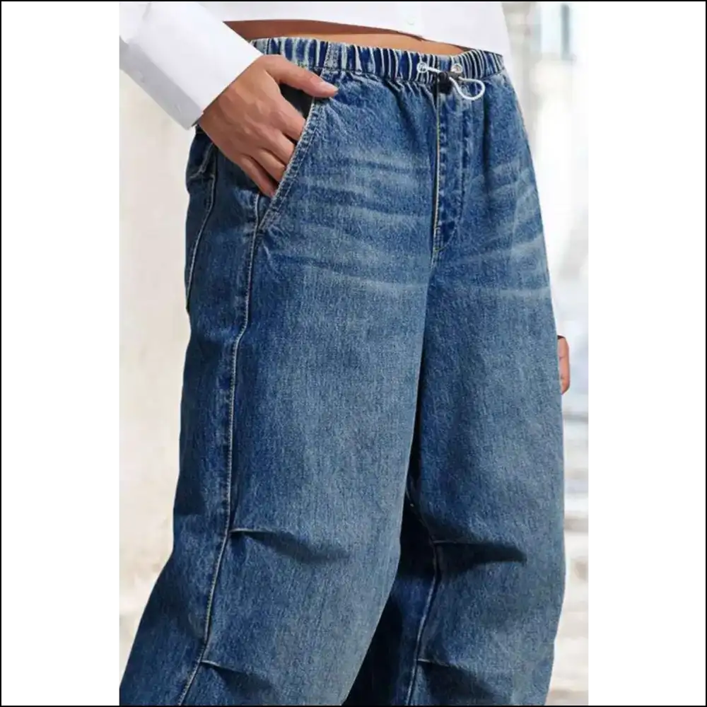 Strut your Stuff: Chic Drawstring Waist Wide Leg Jeans New Bff! 💃✨ - on Sale Worldwide Shipping