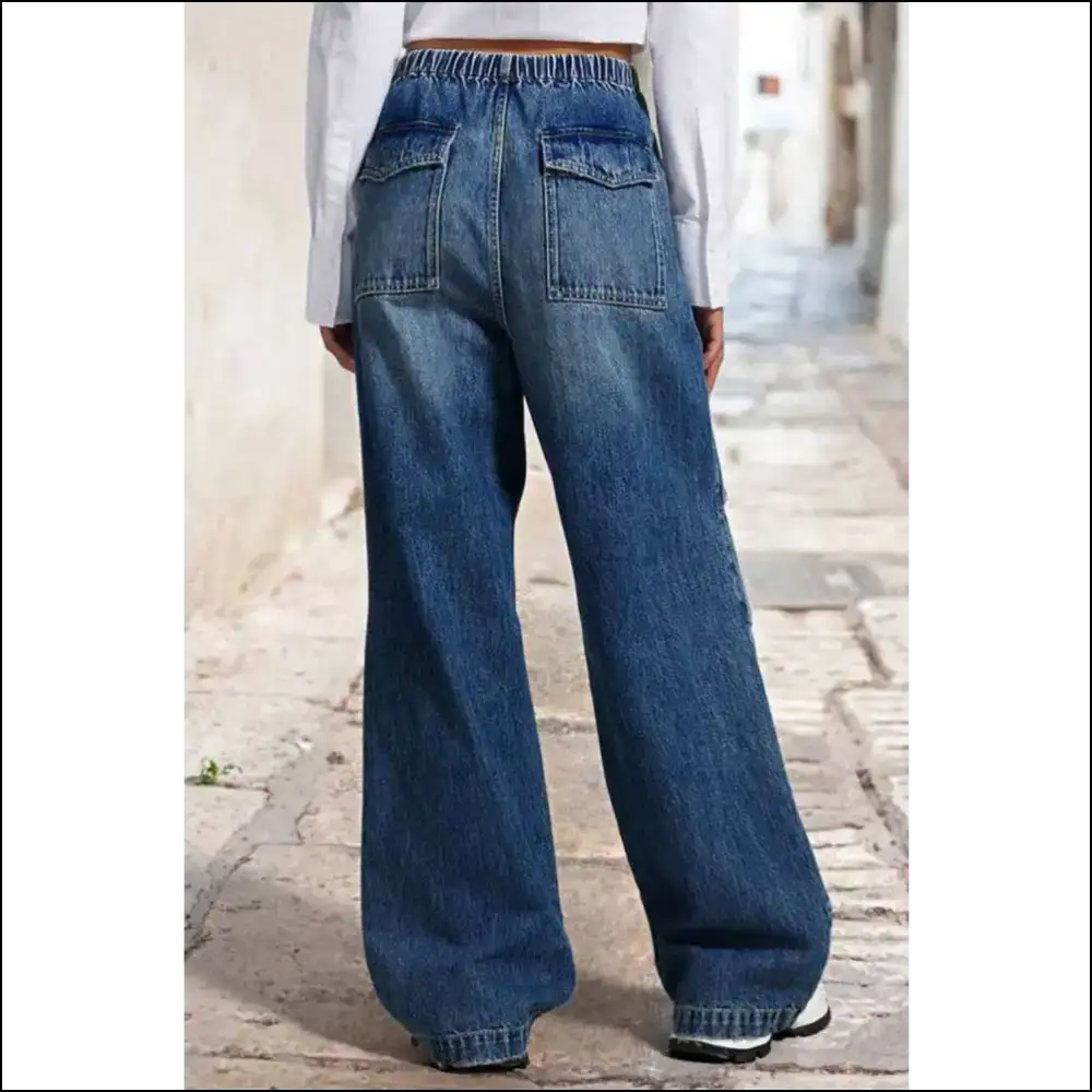 Strut your Stuff: Chic Drawstring Waist Wide Leg Jeans New Bff! 💃✨ - on Sale Worldwide Shipping