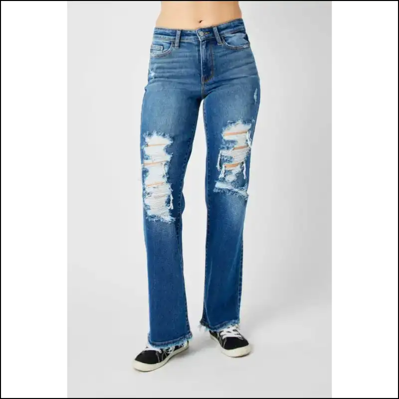 Strut your Stuff in Judy Blue Distressed Raw Hem Jeansāconfidence Unleashed! šš„ - Medium / 5/27 - Jeans on Sale Worldwide Shipping