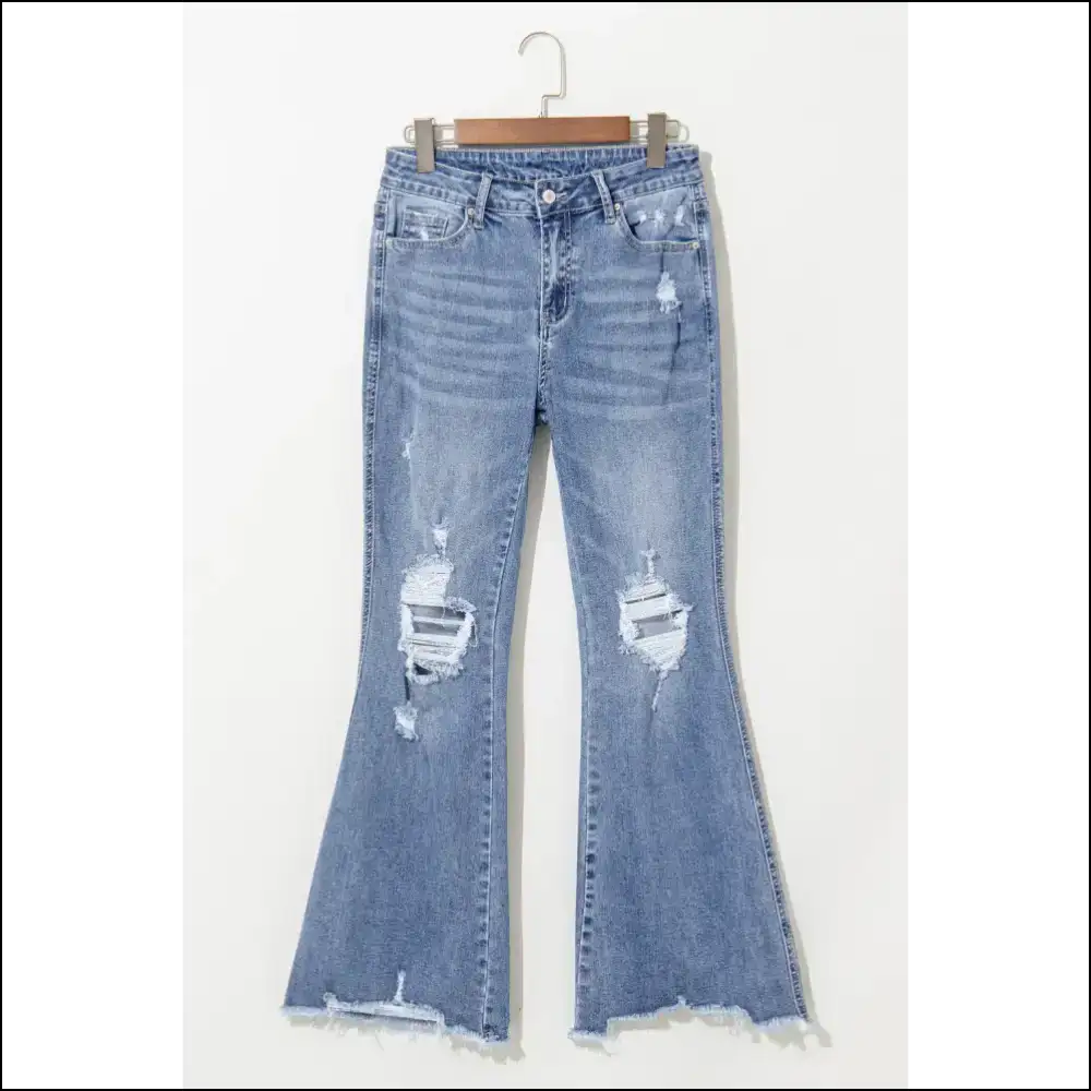 Strut your Stuff in Needful Things’ Chic Distressed Raw Hem Bootcut Jeans 😎 - on Sale Worldwide Shipping