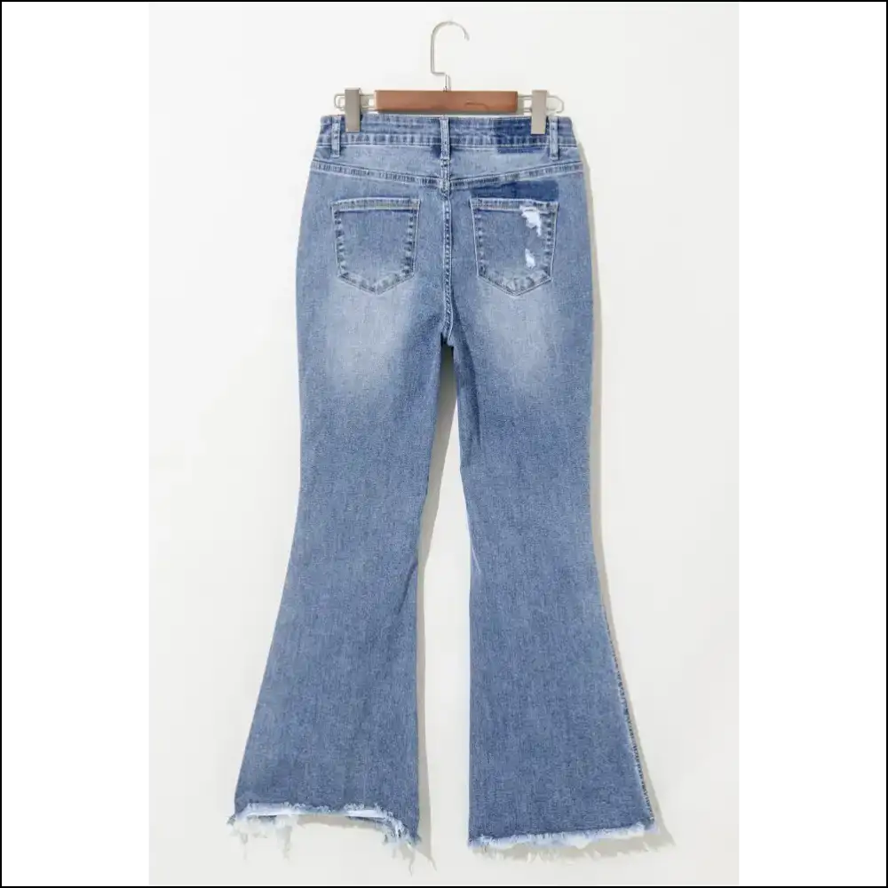 Strut your Stuff in Needful Things’ Chic Distressed Raw Hem Bootcut Jeans 😎 - on Sale Worldwide Shipping