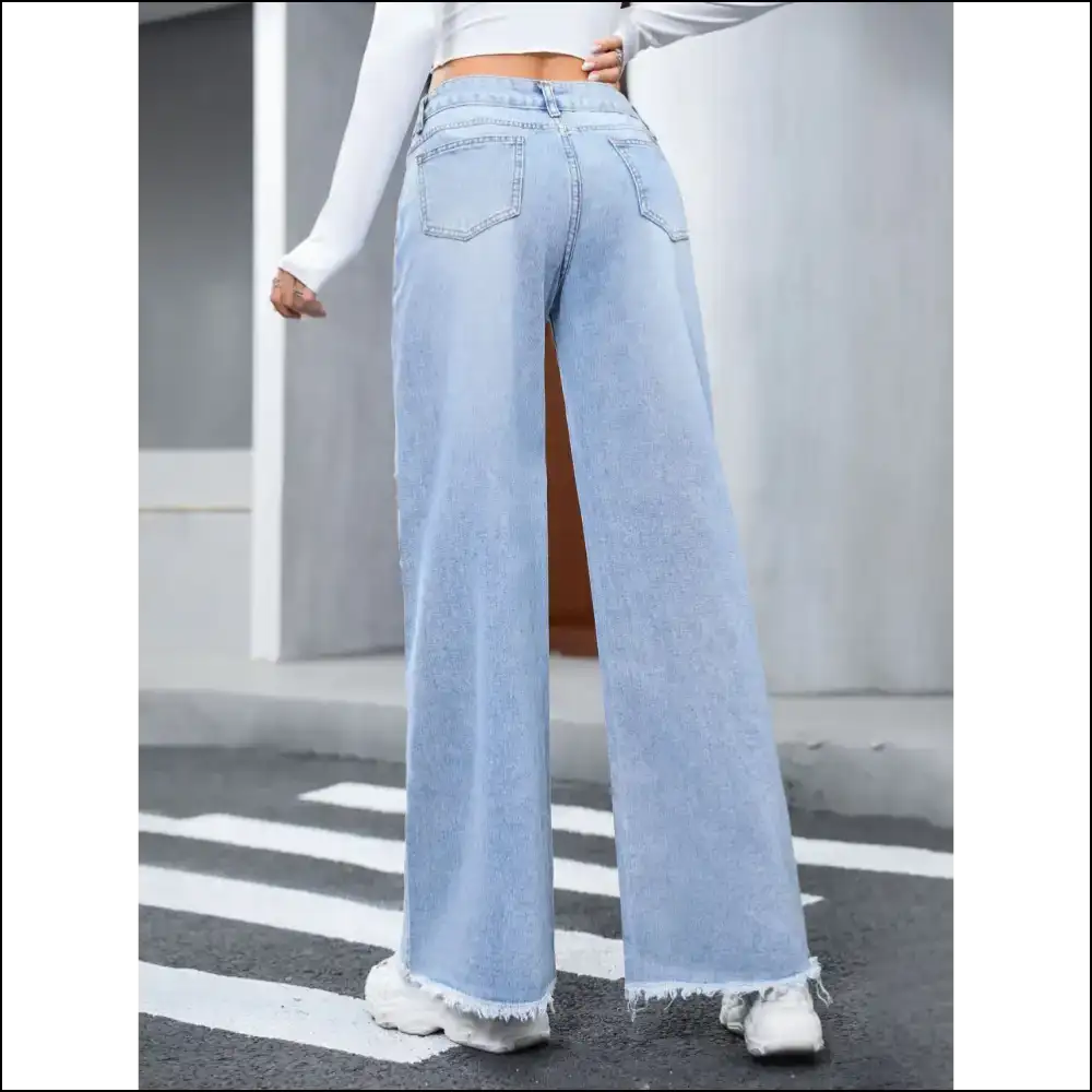 Strut your Stuff in Needful Things Distressed Raw Hem Wide Leg Jeans ππ - on Sale Worldwide Shipping