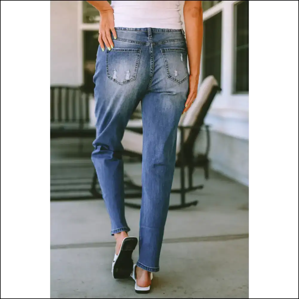 Strut your Style: Unleash Inner Fashionista with Distressed Chic Straight Jeans💃 - Jeans on Sale Worldwide Shipping