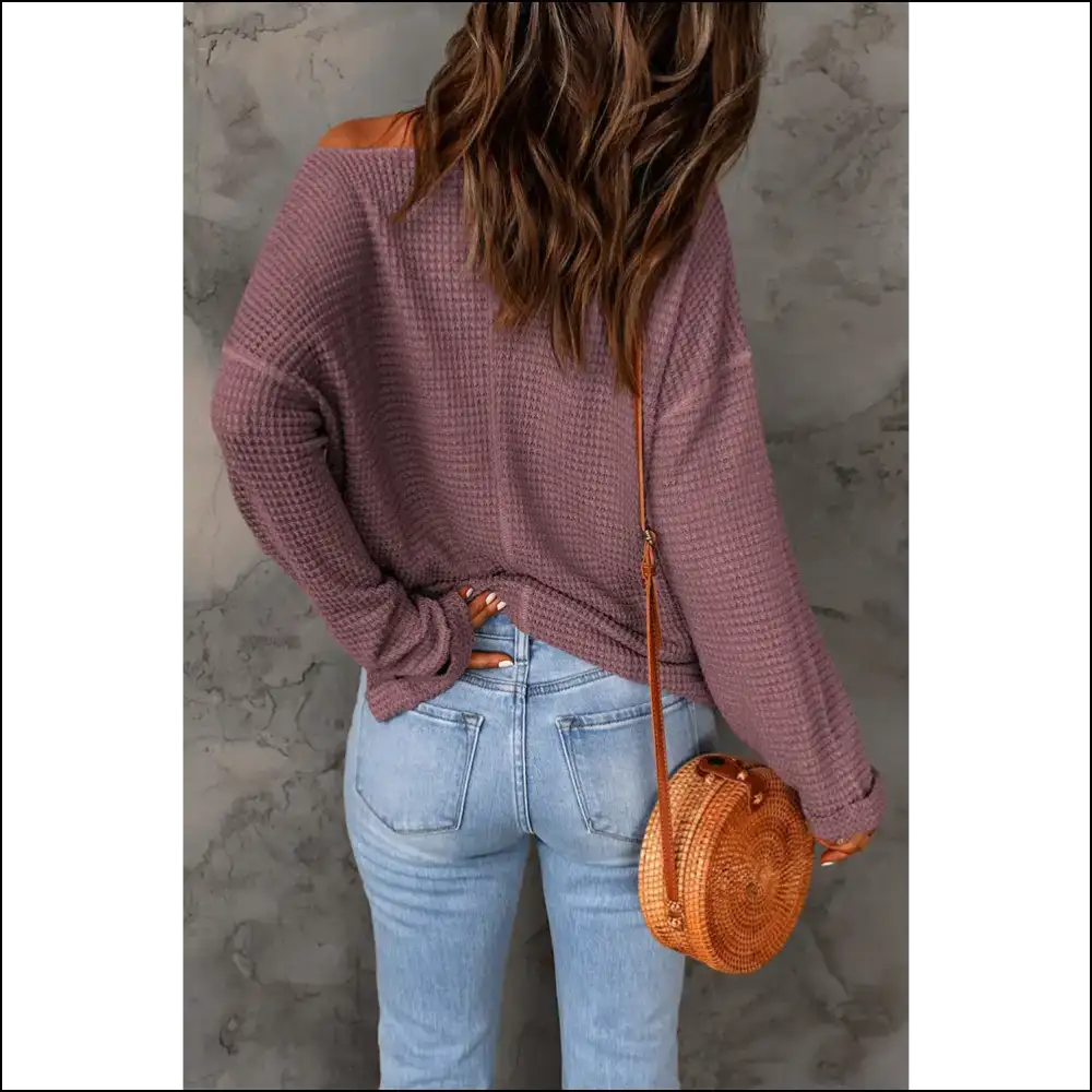 Stylish Notched Neck Drop Shoulder Blouse - Blouses on Sale Worldwide Shipping
