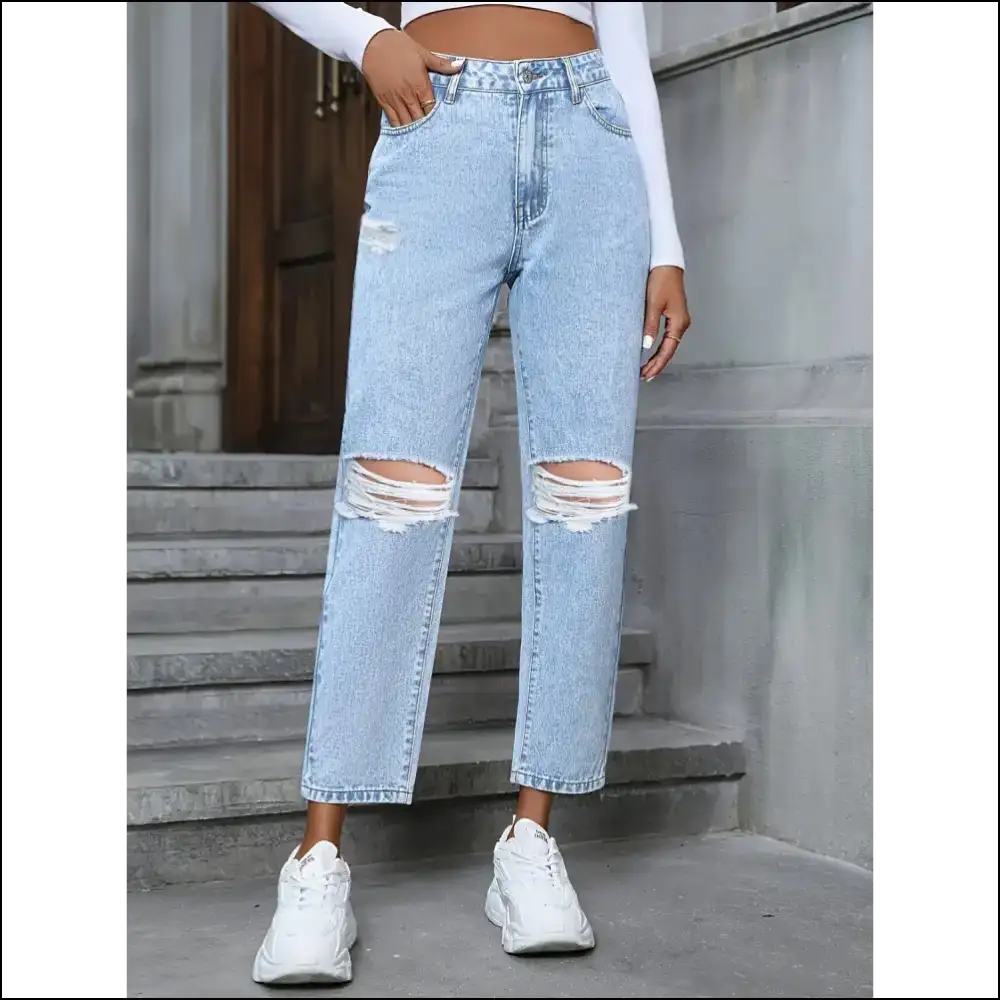 Take your Style to New Heights with our Distressed High Rise Jeans! 😍 - Jeans on Sale Worldwide Shipping