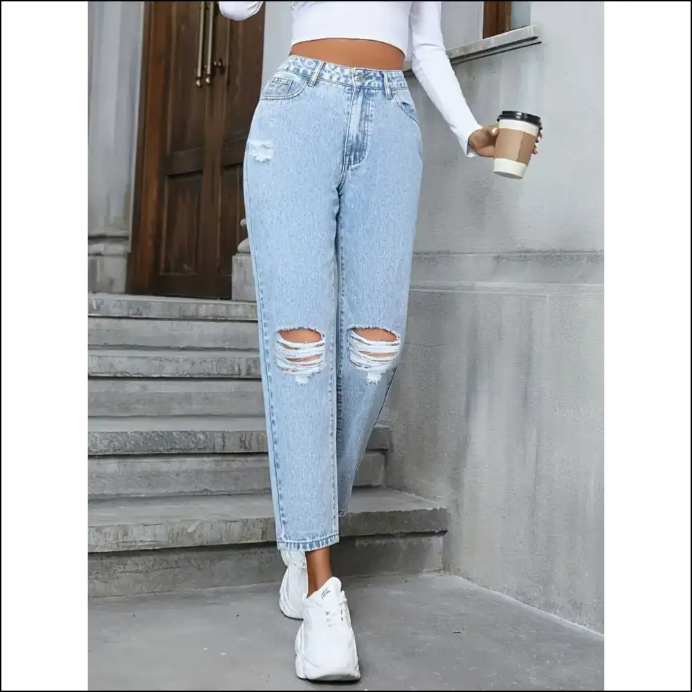 Take your Style to New Heights with our Distressed High Rise Jeans! 😍 - Jeans on Sale Worldwide Shipping