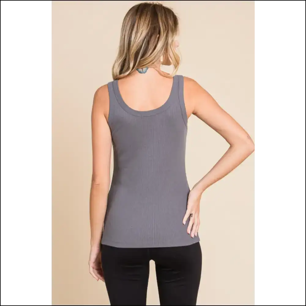 Tank Yourself in Style: the Culture Code Ribbed Scoop Neck Awaits! 😎✨ - Tops on Sale Worldwide Shipping
