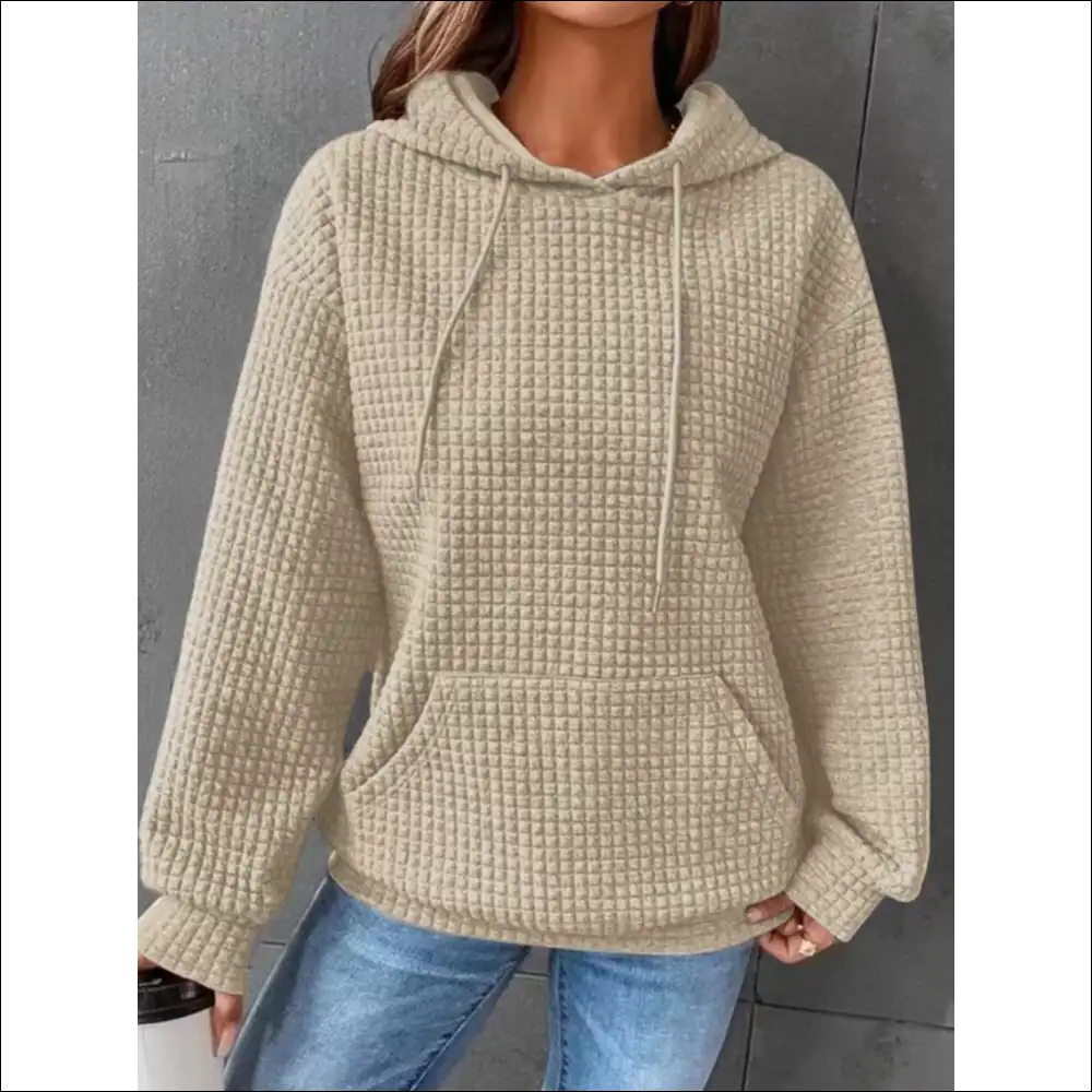 Textured Drop Shoulder Hoodie - Chic & Comfy - Camel / 2xl - Hoodies Sweatshirts on Sale Worldwide Shipping