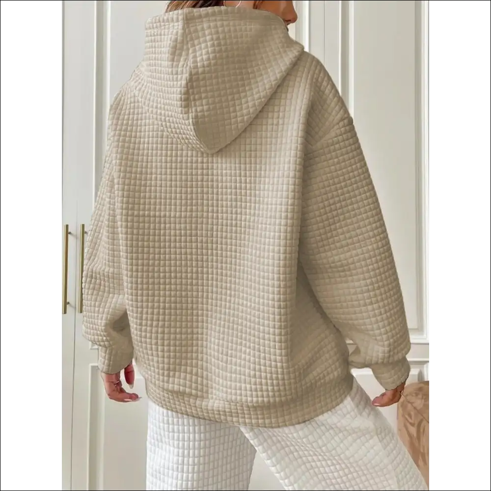 Textured Drop Shoulder Hoodie - Chic & Comfy - Hoodies Sweatshirts on Sale Worldwide Shipping