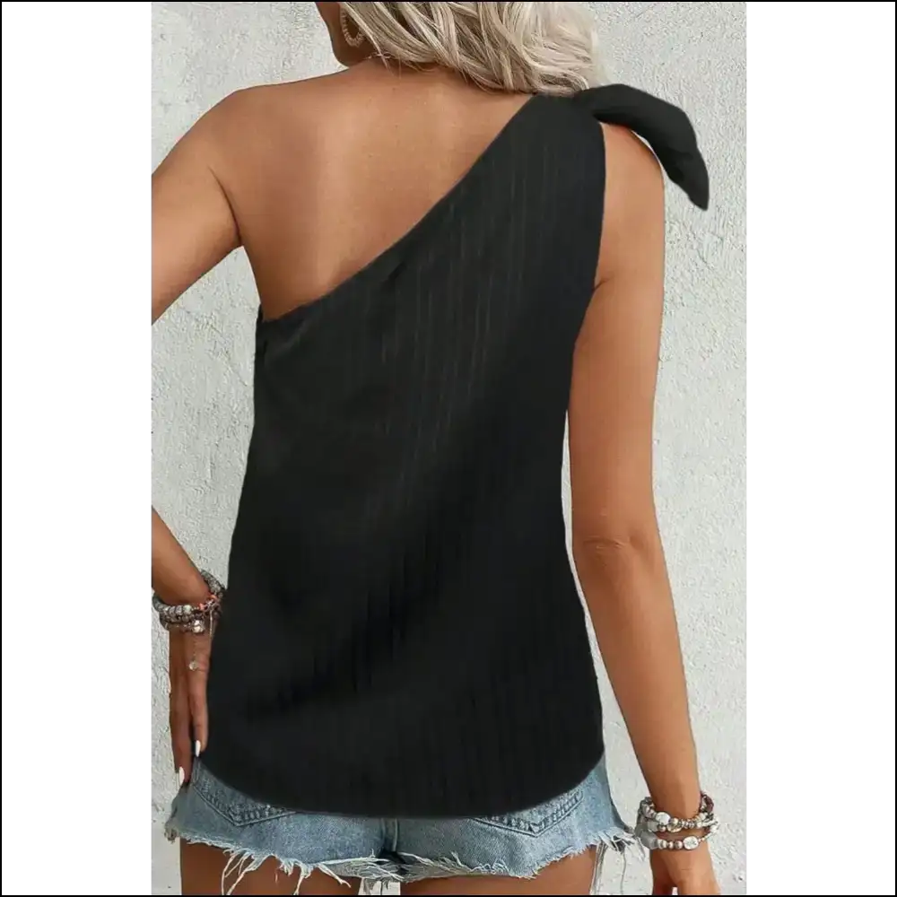 Textured one Shoulder Tank - Chic & Playful - Tops on Sale Worldwide Shipping