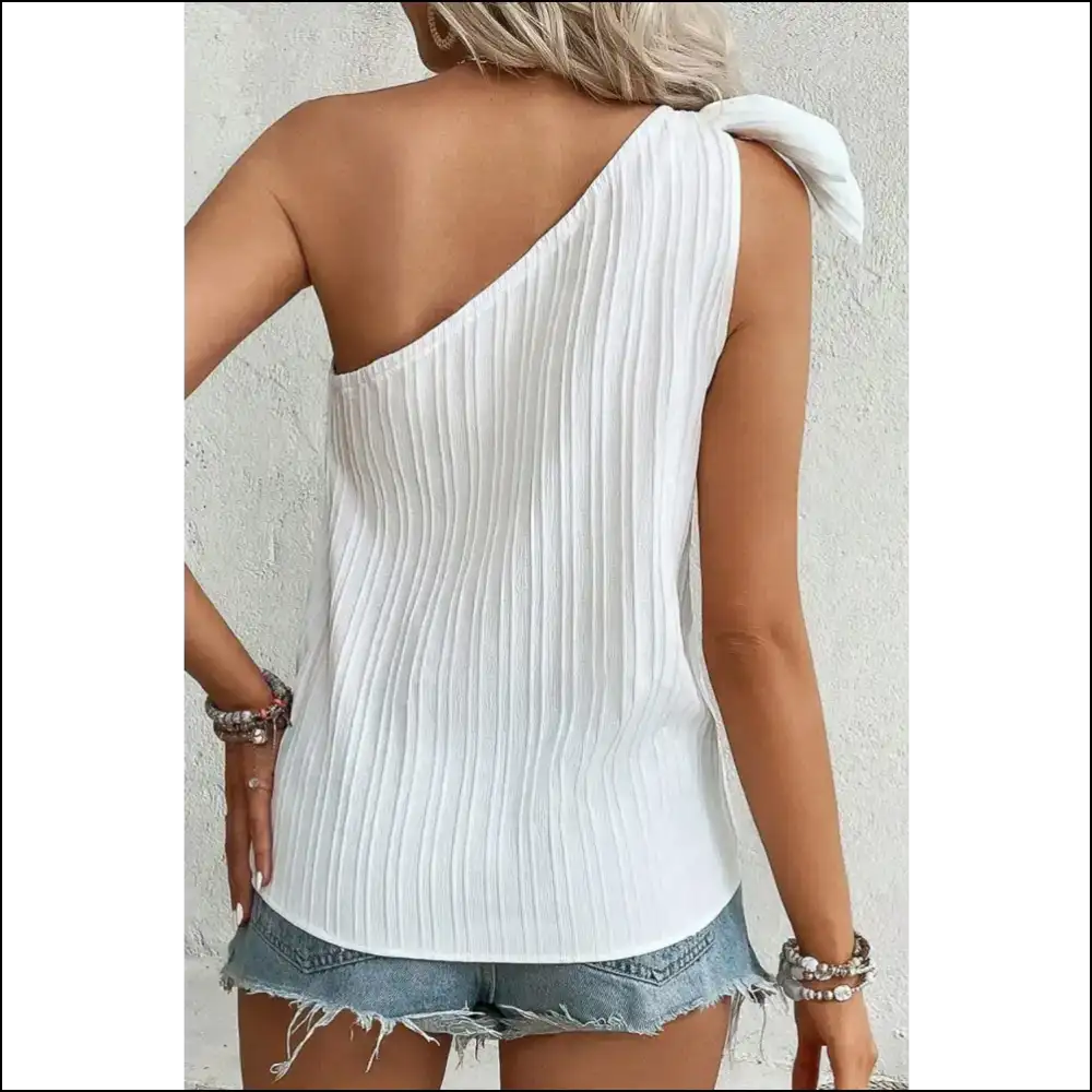 Textured one Shoulder Tank - Chic & Playful - Tops on Sale Worldwide Shipping