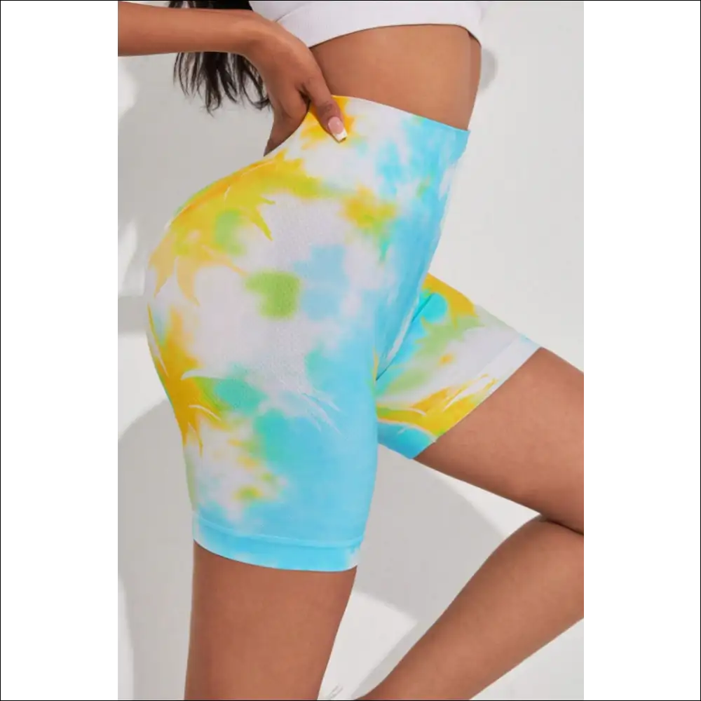 Tie-dye Wide Waistband Sports Shorts - on Sale Worldwide Shipping