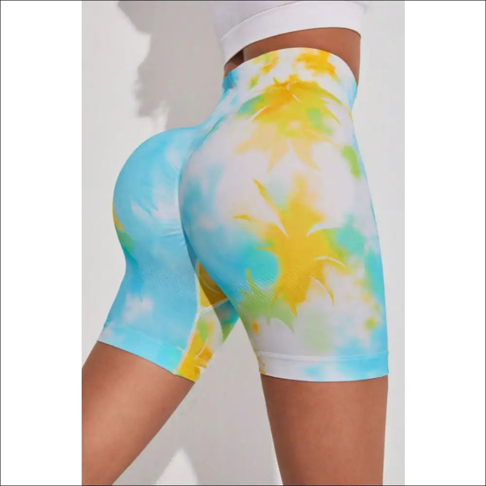 Tie-dye Wide Waistband Sports Shorts - on Sale Worldwide Shipping