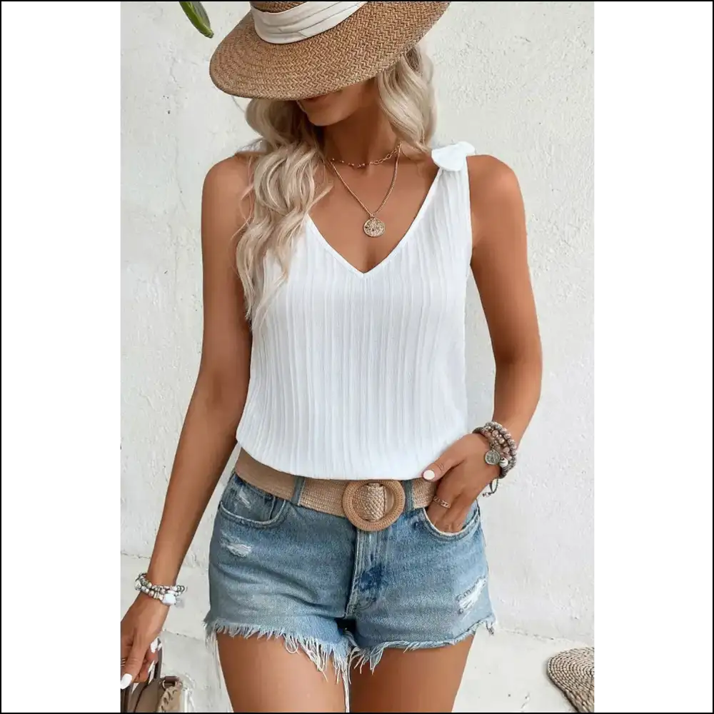Tied Backless V-neck Tank - Tops on Sale Worldwide Shipping