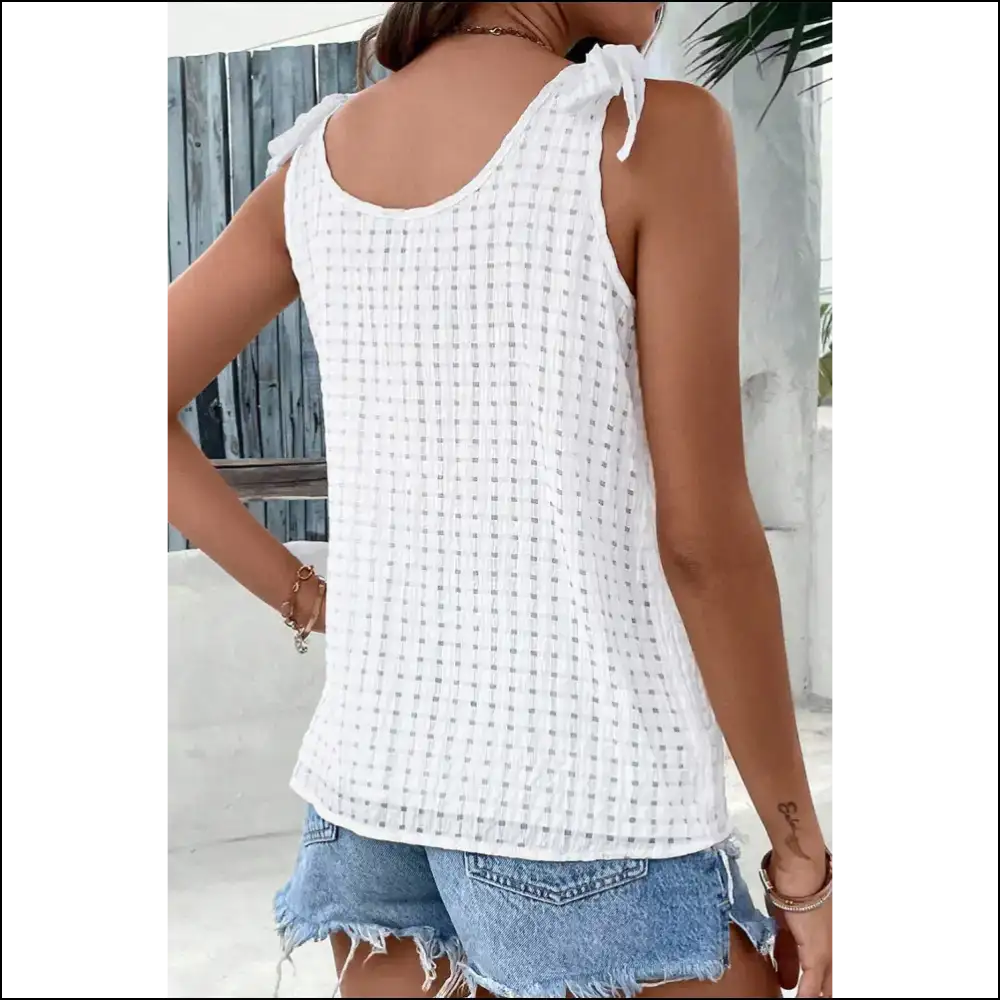 Tied V-neck Wide Strap Tank - Tops on Sale Worldwide Shipping