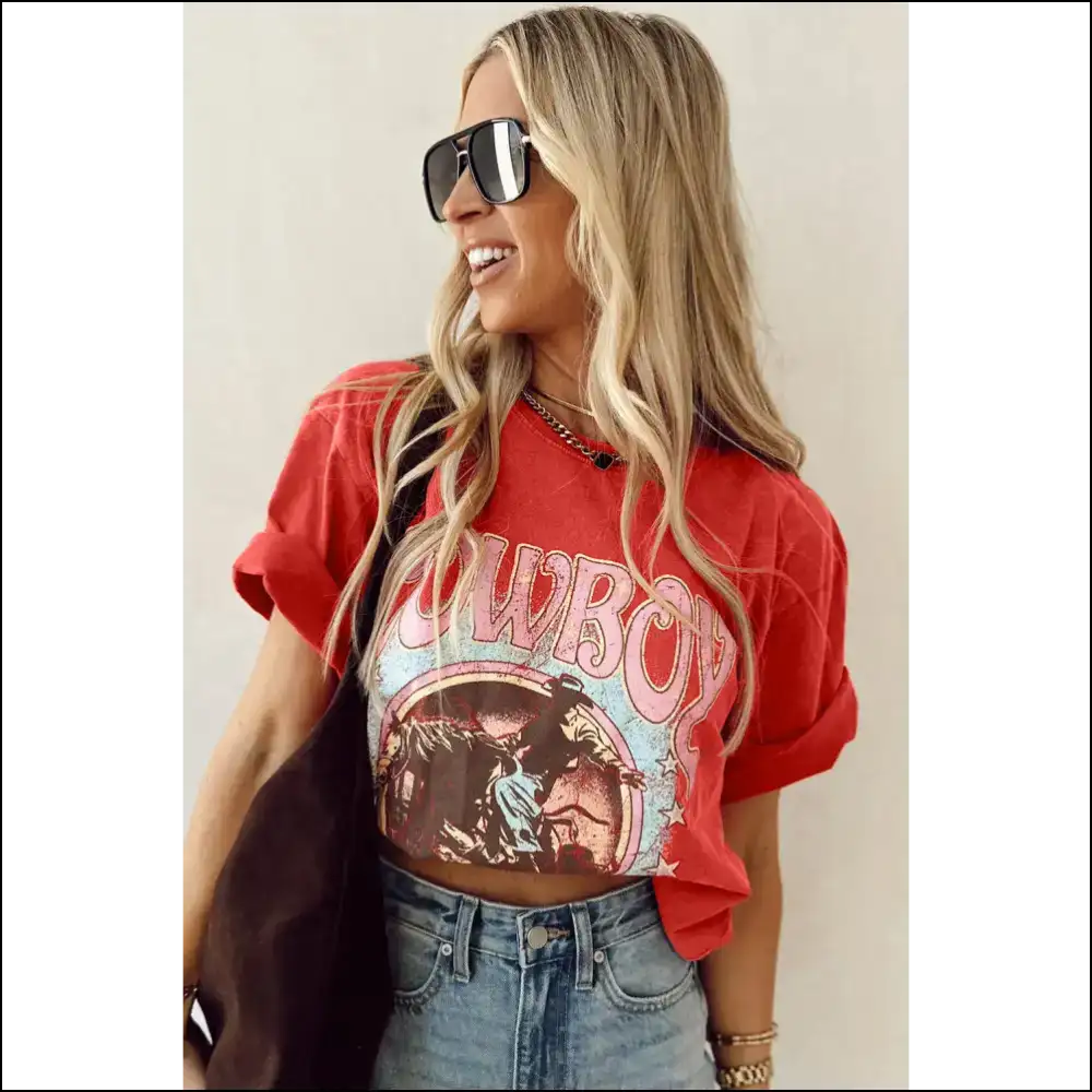 Tomato Red Cowboy Tee: Yeehaw! I’m Stylish Needful Things - t Shirts on Sale Worldwide Shipping