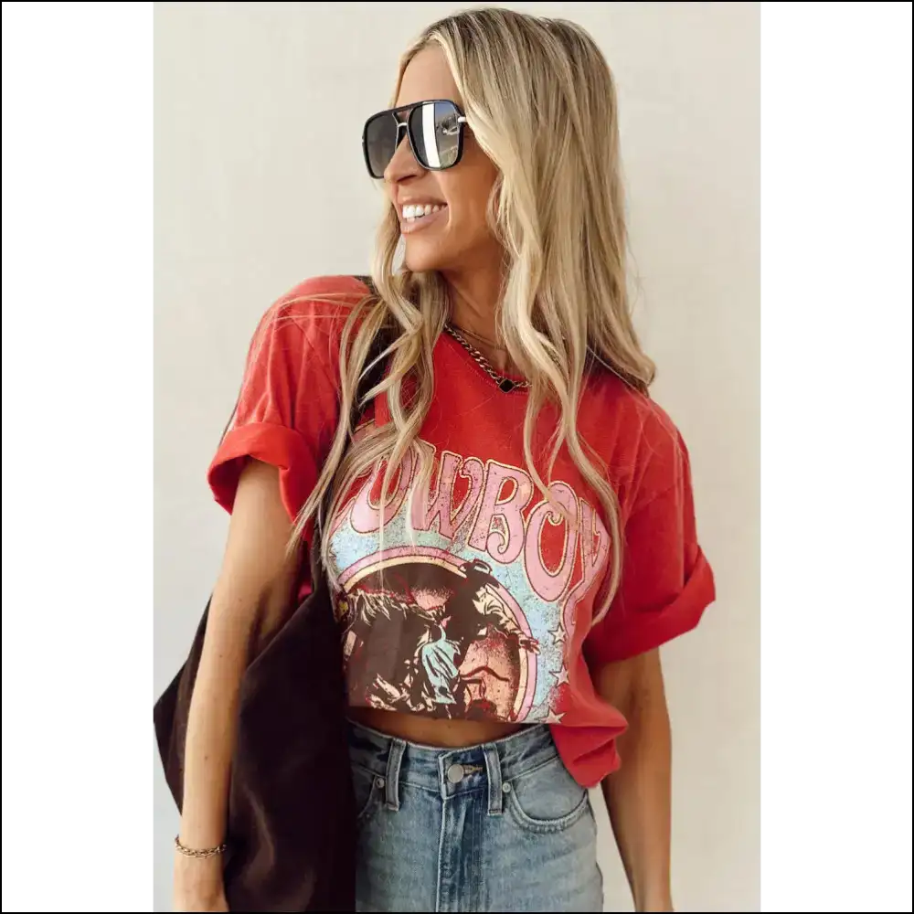 Tomato Red Cowboy Tee: Yeehaw! I’m Stylish Needful Things - t Shirts on Sale Worldwide Shipping