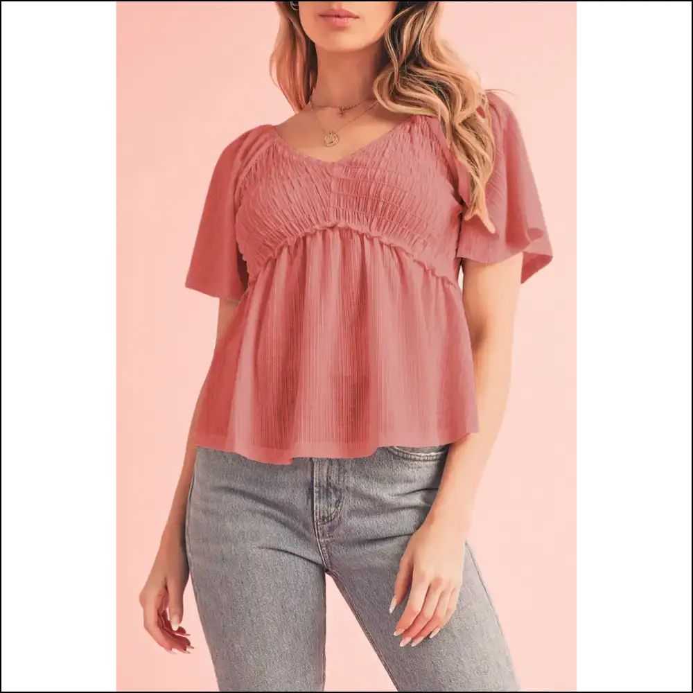 Tomato Red Hot Mess Express Flutter Sleeve from Needful Things π₯ - s - Blouses on Sale Worldwide Shipping