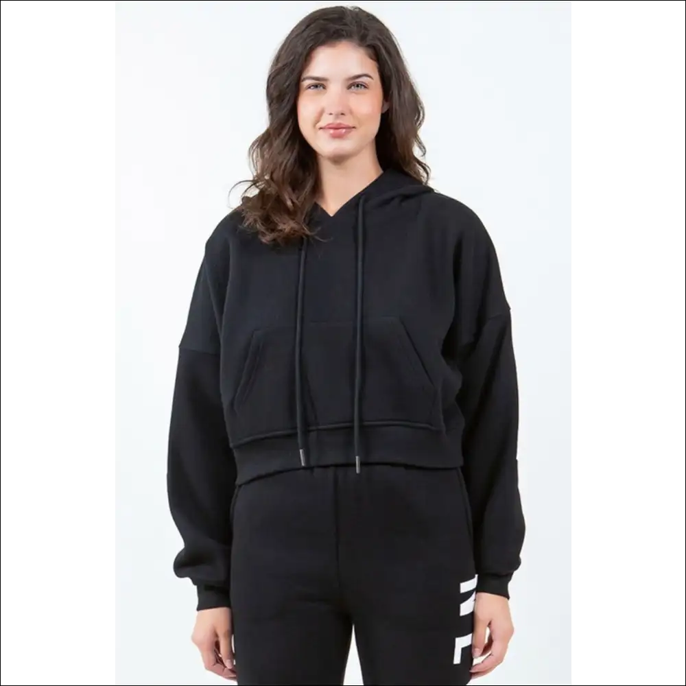 Trendy Bazi Letter Graphic Cropped Hoodie - Hoodies Sweatshirts & on Sale Worldwide Shipping