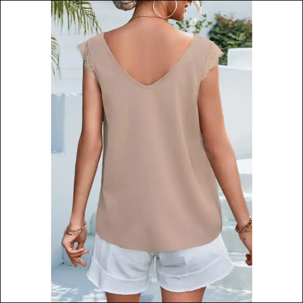 Turn Heads and Drop Jaws in our Lace Eyelash Trim V-neck Tank! - Tank Tops on Sale Worldwide Shipping