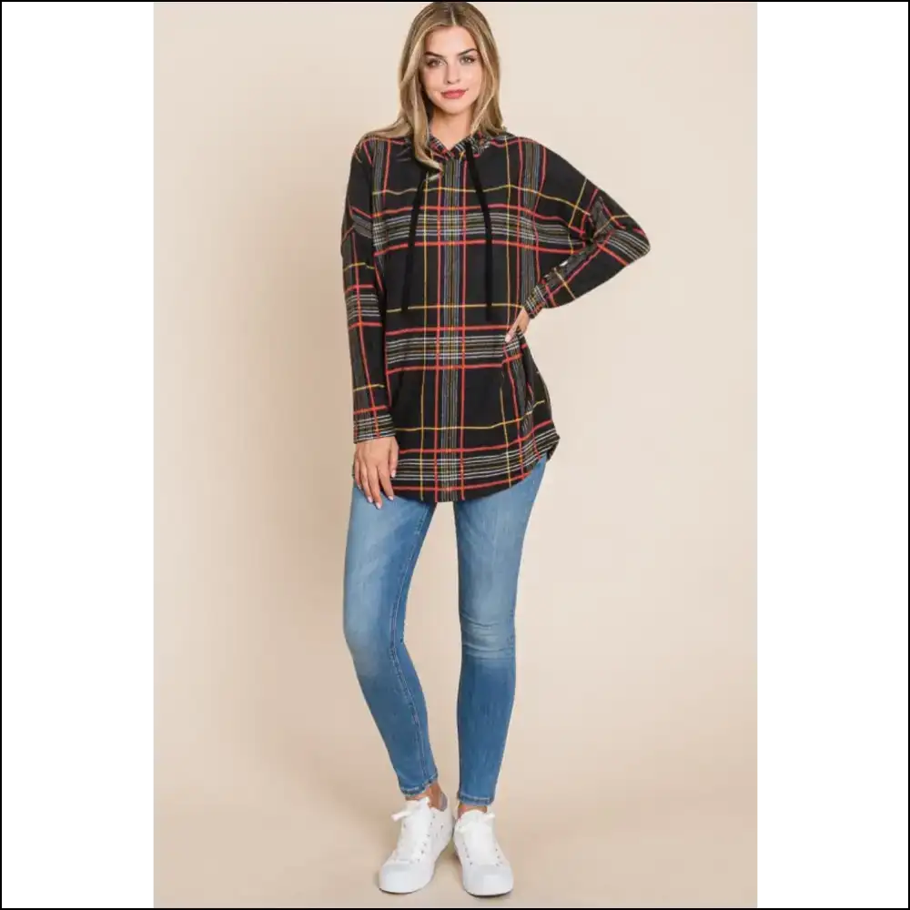 Unleash your Inner Comfy Assassin with the Bombom Chic Plaid Hoodie! - Hoodies Sweatshirts & on Sale Worldwide Shipping