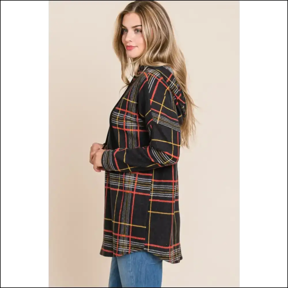 Unleash your Inner Comfy Assassin with the Bombom Chic Plaid Hoodie! - Hoodies Sweatshirts & on Sale Worldwide Shipping
