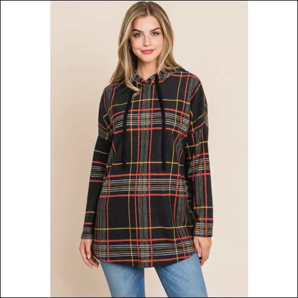 Unleash your Inner Comfy Assassin with the Bombom Chic Plaid Hoodie! - Hoodies Sweatshirts & on Sale Worldwide Shipping