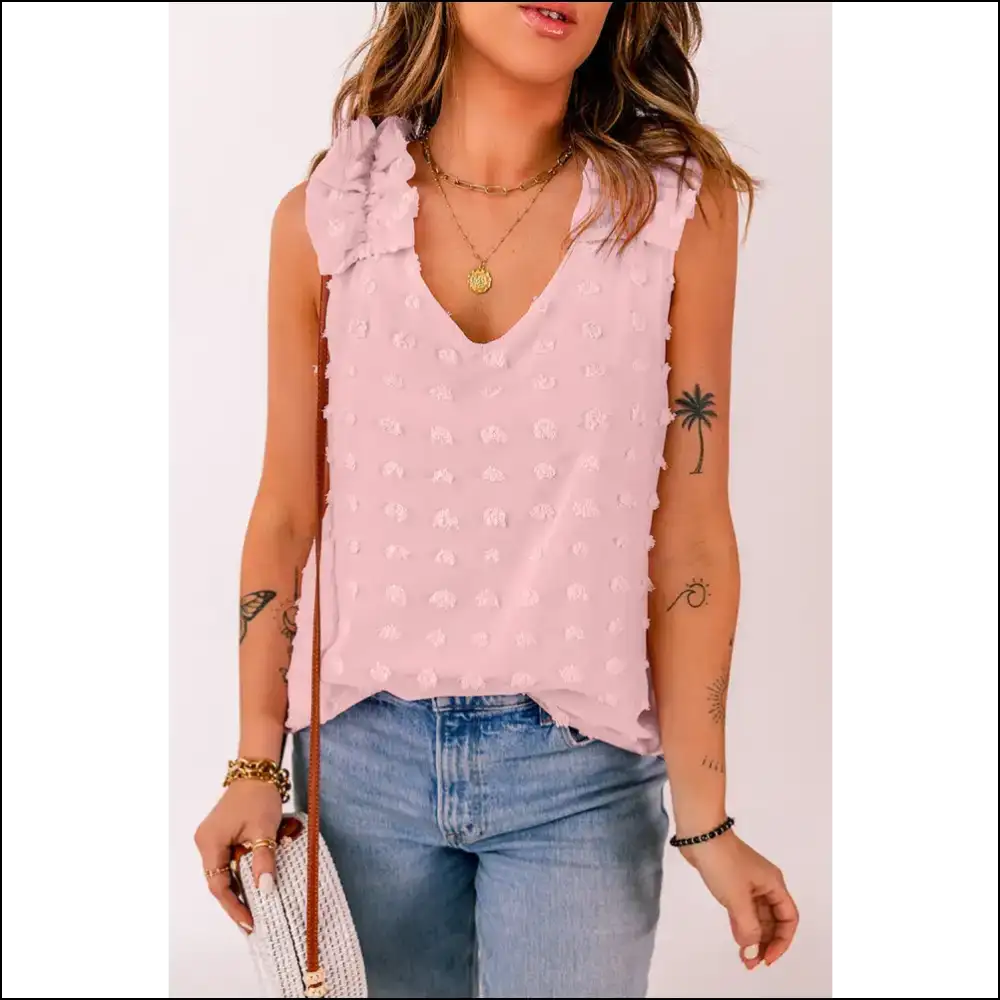 Unleash your Inner Diva with Needful Things Chic Swiss Dot Delight! πβ¨ - Dusty Pink / 3xl - Tank Tops on Sale Worldwide Shipping