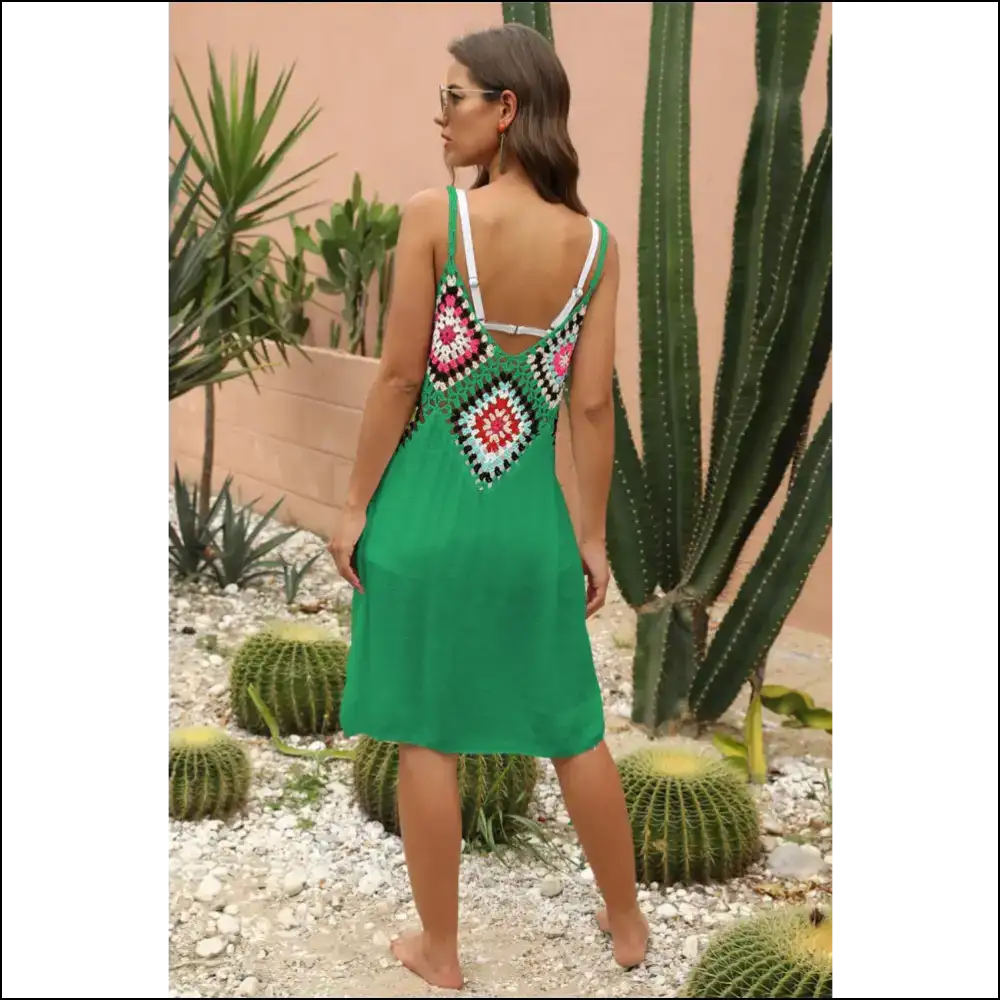 Unleash your Inner Diva with our Chic Geometric V-neck Cover Up Dress! πβ¨ - Cover-ups Swimwear on Sale Worldwide Shipping