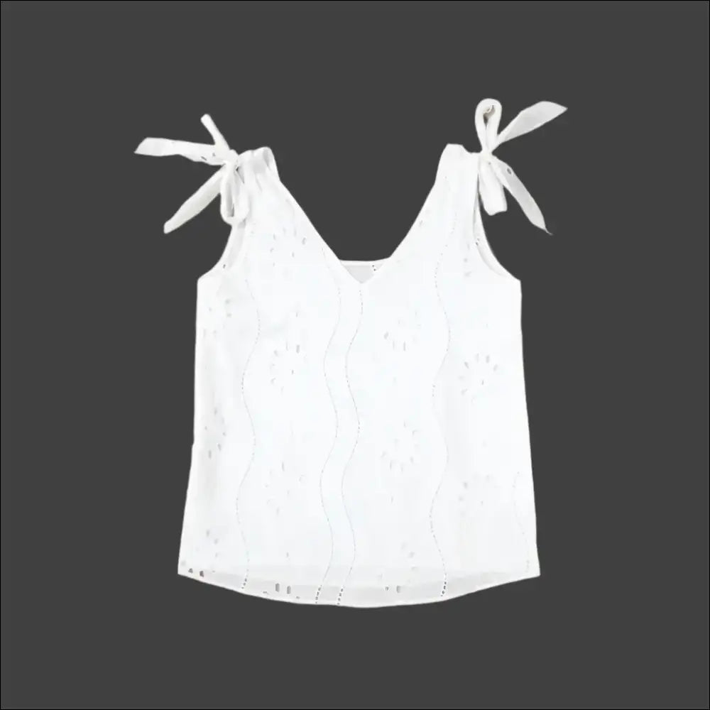 Unleash your Inner Diva with our Tie Shoulder V-neck Tank - Fab Af! π - White / s - Tops on Sale Worldwide Shipping
