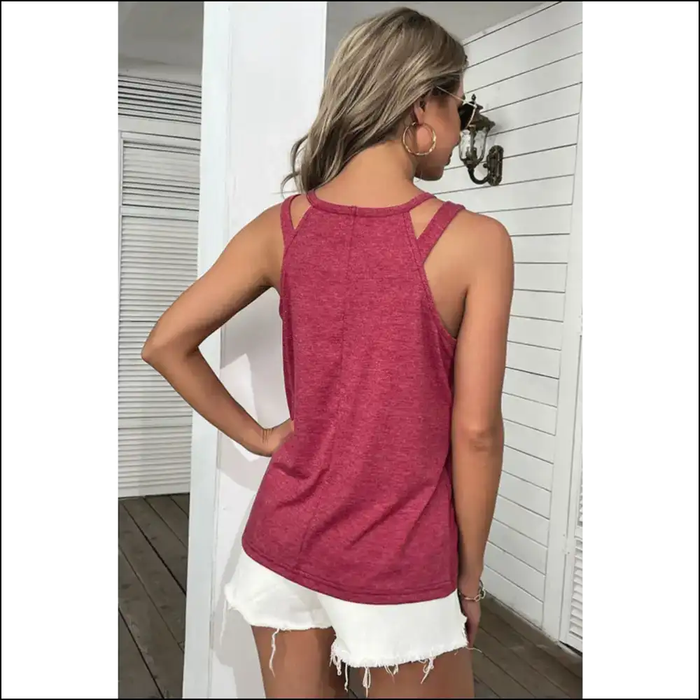 Unleash your Inner Diva with the Perfee Cutout Round Neck Top πβ¨ - Tank Tops on Sale Worldwide Shipping