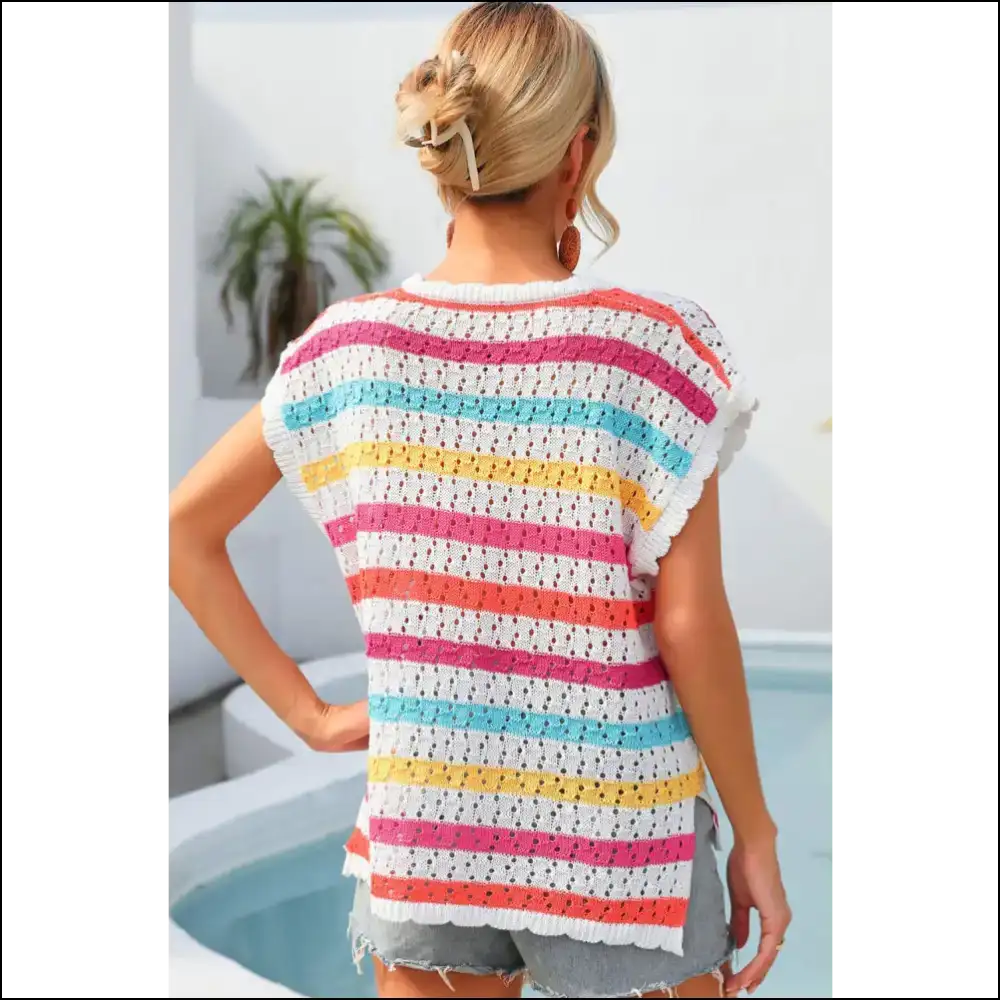 Unleash your Inner Diva with Wings Striped Cover Up - Flap Baby! - Cover-ups Swimwear on Sale Worldwide Shipping