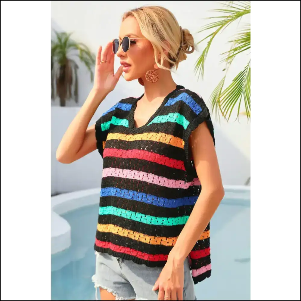 Unleash your Inner Diva with Wings Striped Cover Up - Flap Baby! - Cover-ups Swimwear on Sale Worldwide Shipping