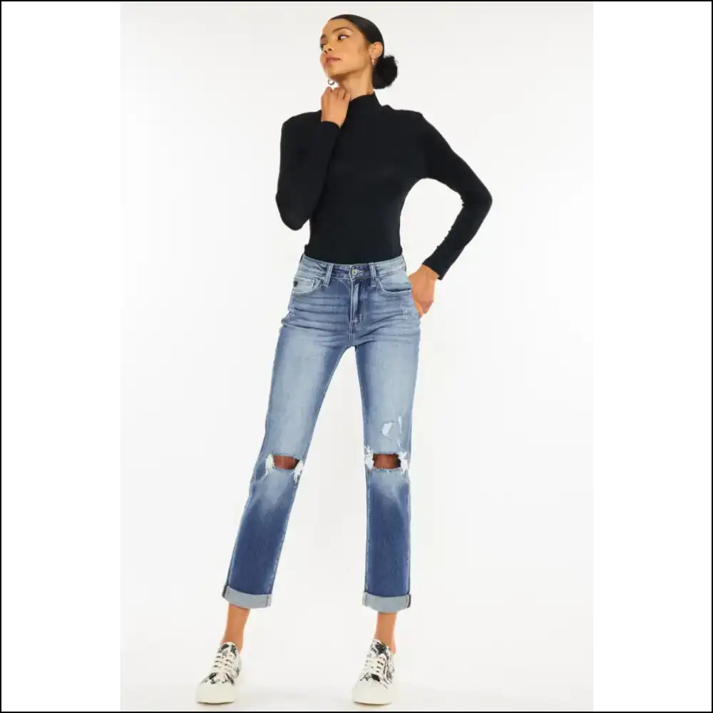 Unleash your Inner Fashionista with Kancan High Waist Distressed Jeans ππ - on Sale Worldwide Shipping