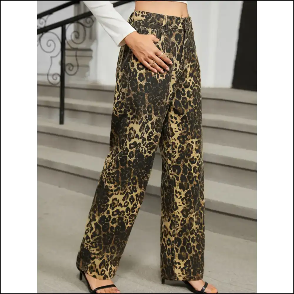 Unleash your Inner Fashionista with Needful Things Chic Leopard Print Jeans ππ - on Sale Worldwide Shipping