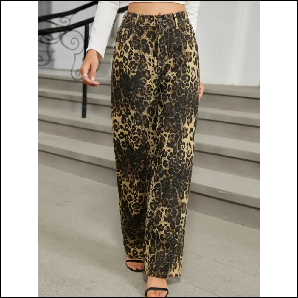 Unleash your Inner Fashionista with Needful Things Chic Leopard Print Jeans ππ - on Sale Worldwide Shipping
