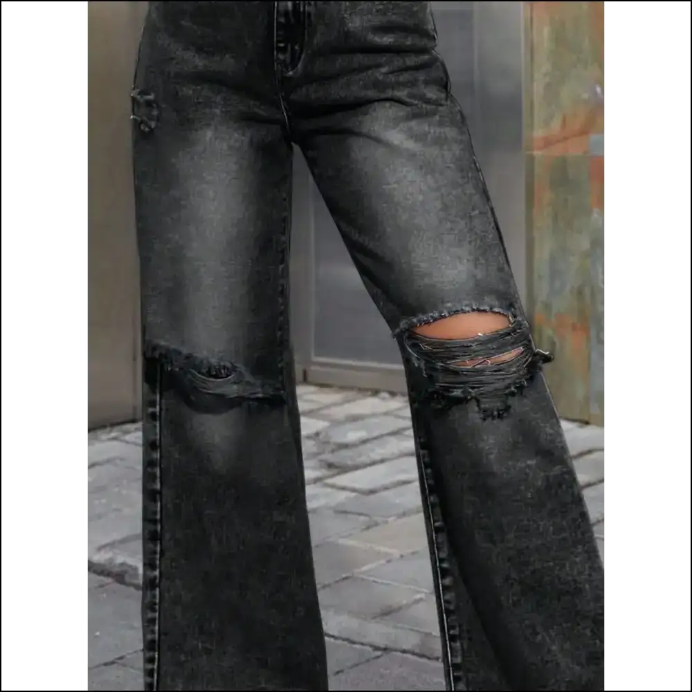 Unleash your Inner Fashionista with our Needful Things Distressed Wide Leg Jeans - on Sale Worldwide Shipping