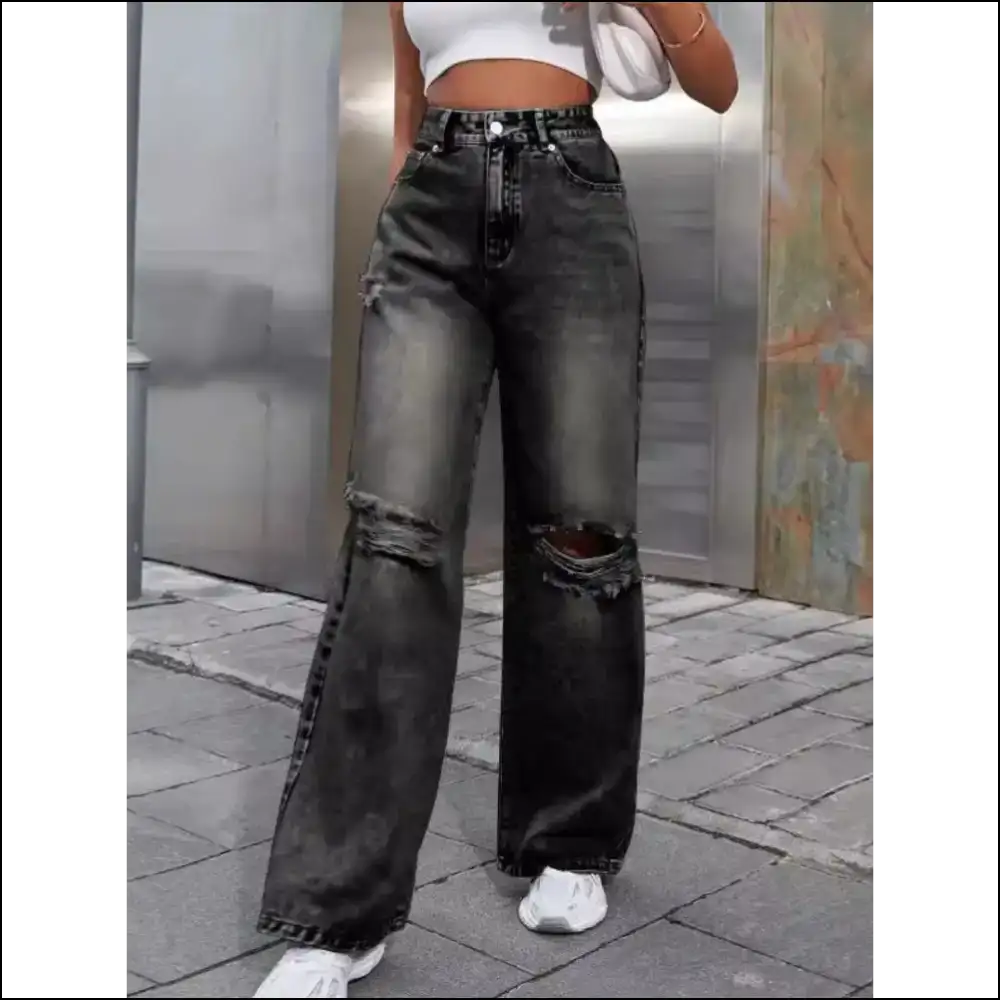 Unleash your Inner Fashionista with our Needful Things Distressed Wide Leg Jeans - on Sale Worldwide Shipping
