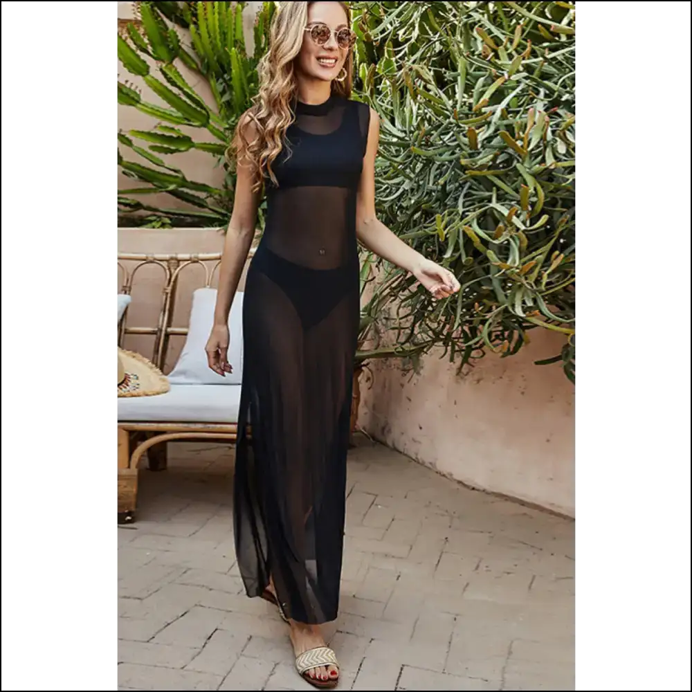 Unleash your Inner Goddess: Mesh Split Maxi Cover-up for Sun-kissed Shenanigans 🌞✨ - Cover-ups Swimwear on Sale Worldwide Shipping
