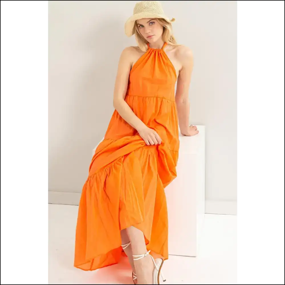 Unleash your Inner Goddess: Needful Things Halter Neck Maxi Dress Magic✨ - Orange / m - Cover-ups Swimwear on Sale Worldwide Shipping
