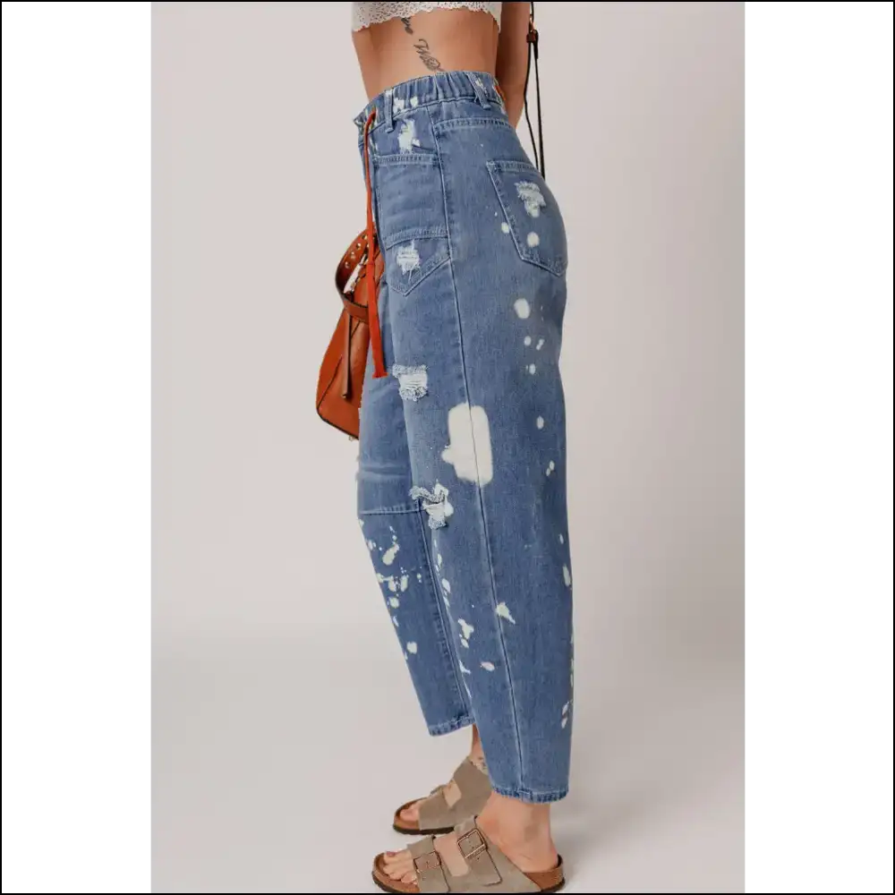 Unleash your Inner Picasso in Distressed Splattering Paint Cropped Jeans! 🎨 - Jeans on Sale Worldwide Shipping