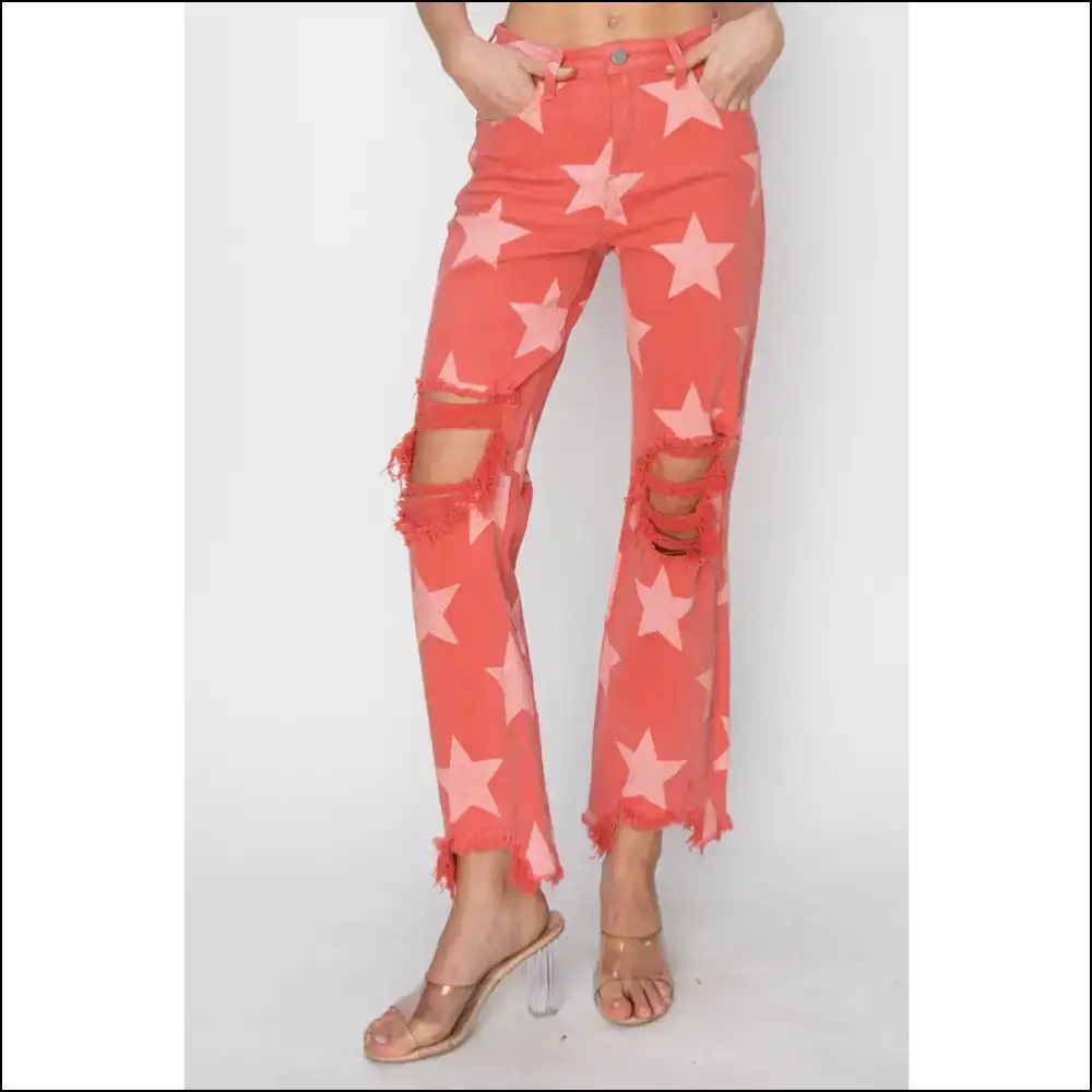 Unleash your Inner Star with Needful Things Distressed Pattern Jeans ππ - on Sale Worldwide Shipping