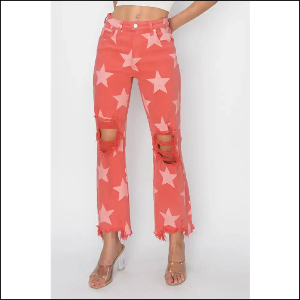 Unleash your Inner Star with Needful Things Distressed Pattern Jeans ππ - Peach Blossom / 3xl - on Sale Worldwide Shipping